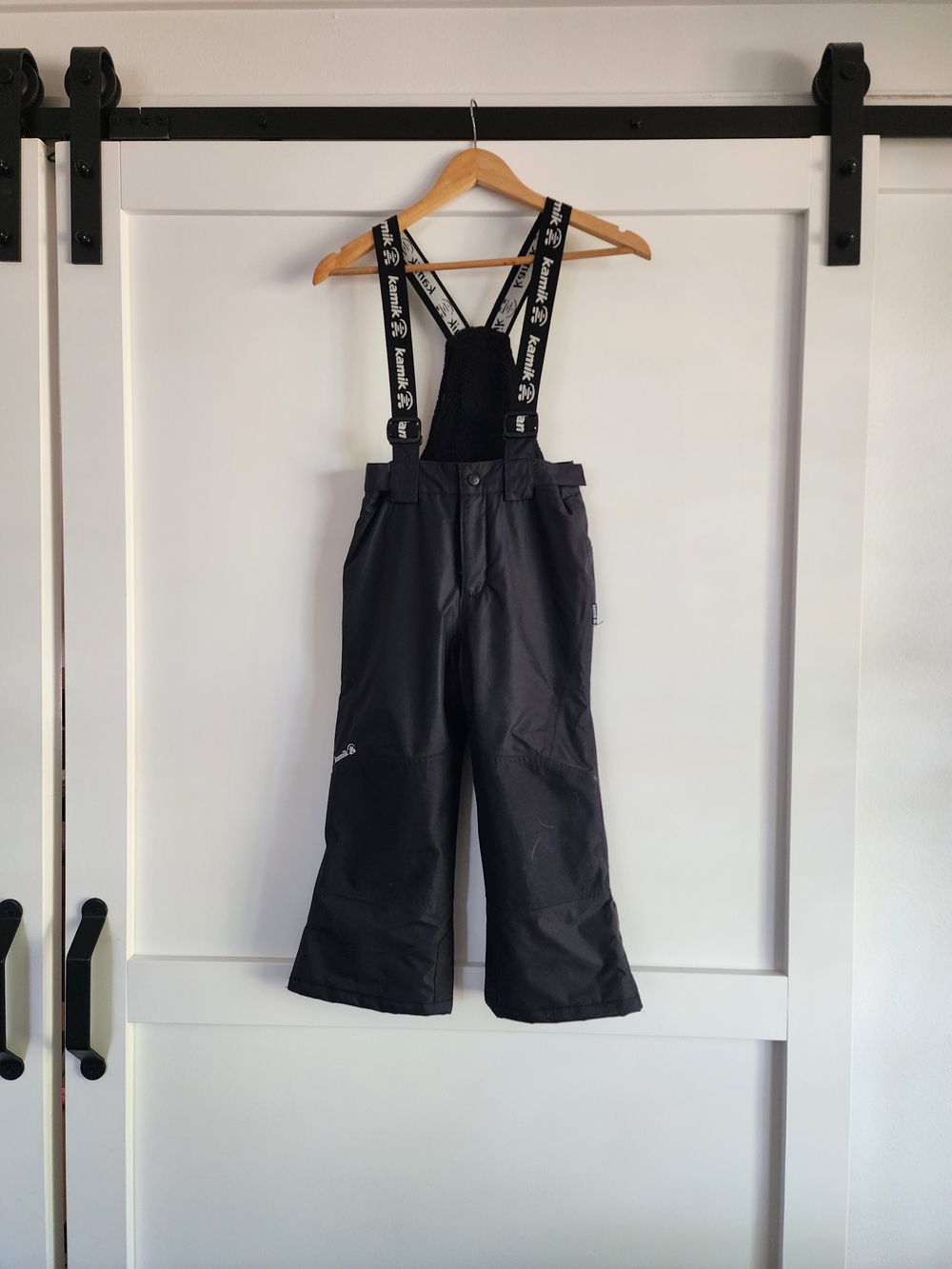 Kamik Black Kids Snow Overalls with Branded Adjustable Suspenders